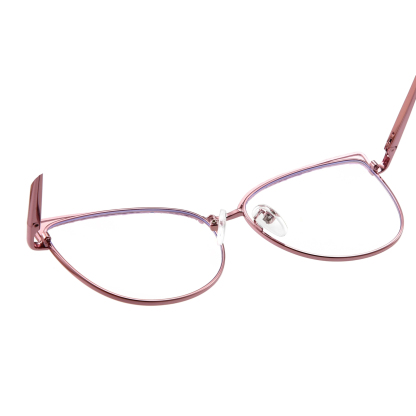 Aine-Women's cat eye metallic plain glasses are available with prescription optical lenses-9751