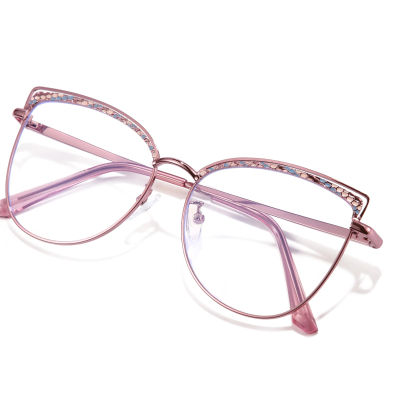 Aine-Women's cat eye metallic plain glasses are available with prescription optical lenses-9751