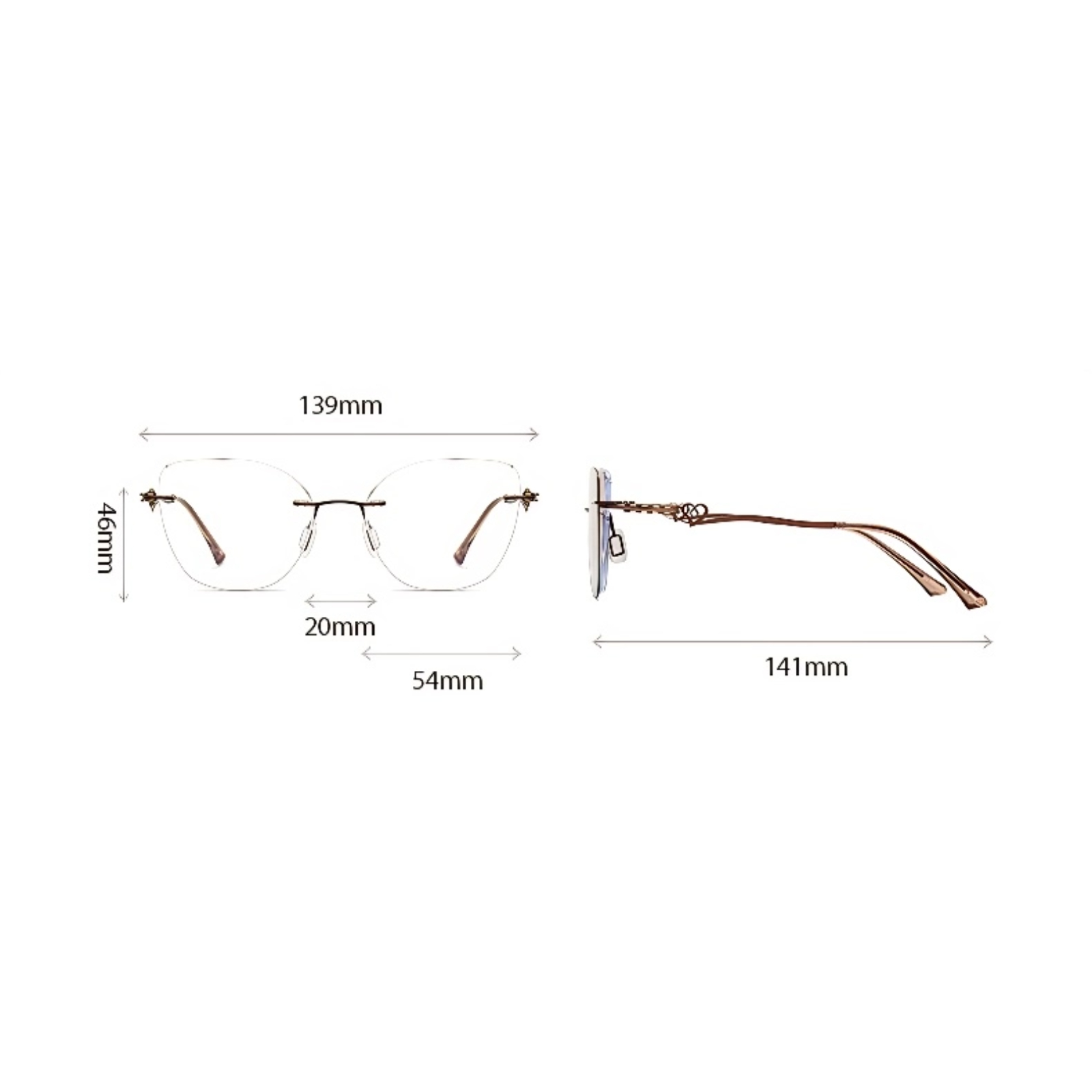 Kat-Women's rimless magnetic polarizing set is available with prescription lens-7207
