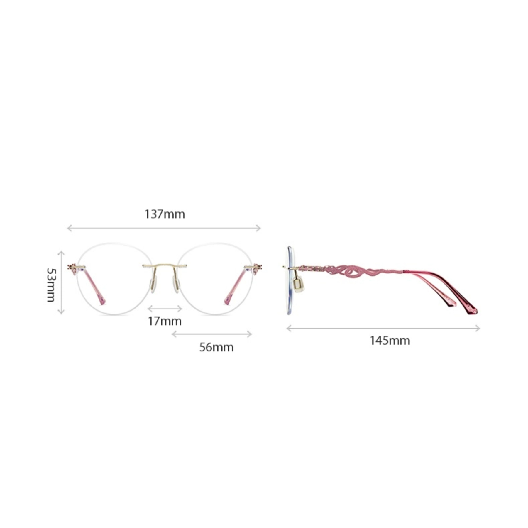 Alicia-Women's rimless magnetic polarizing glasses are available with prescription lenses-7209