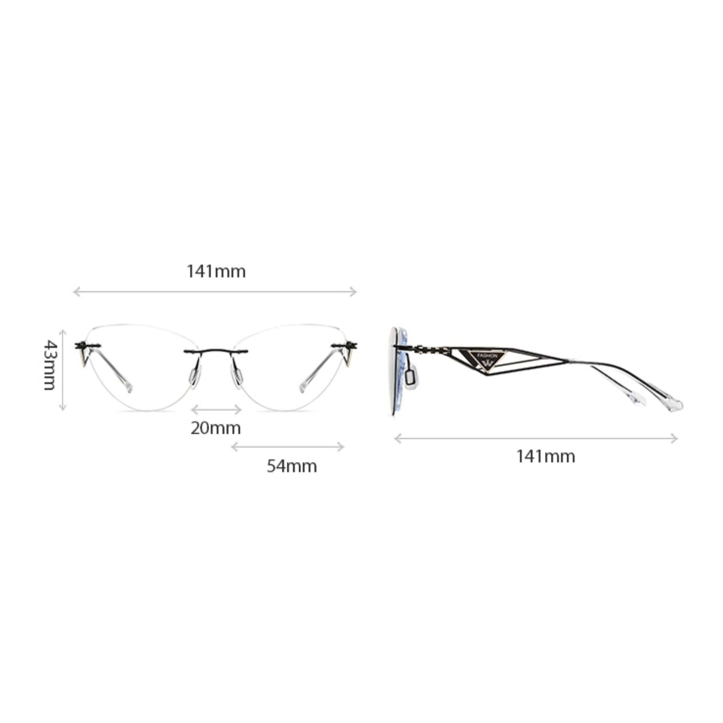 Abigail-Rimless prescription optical glasses for women with magnetic polarizing lens set-7210