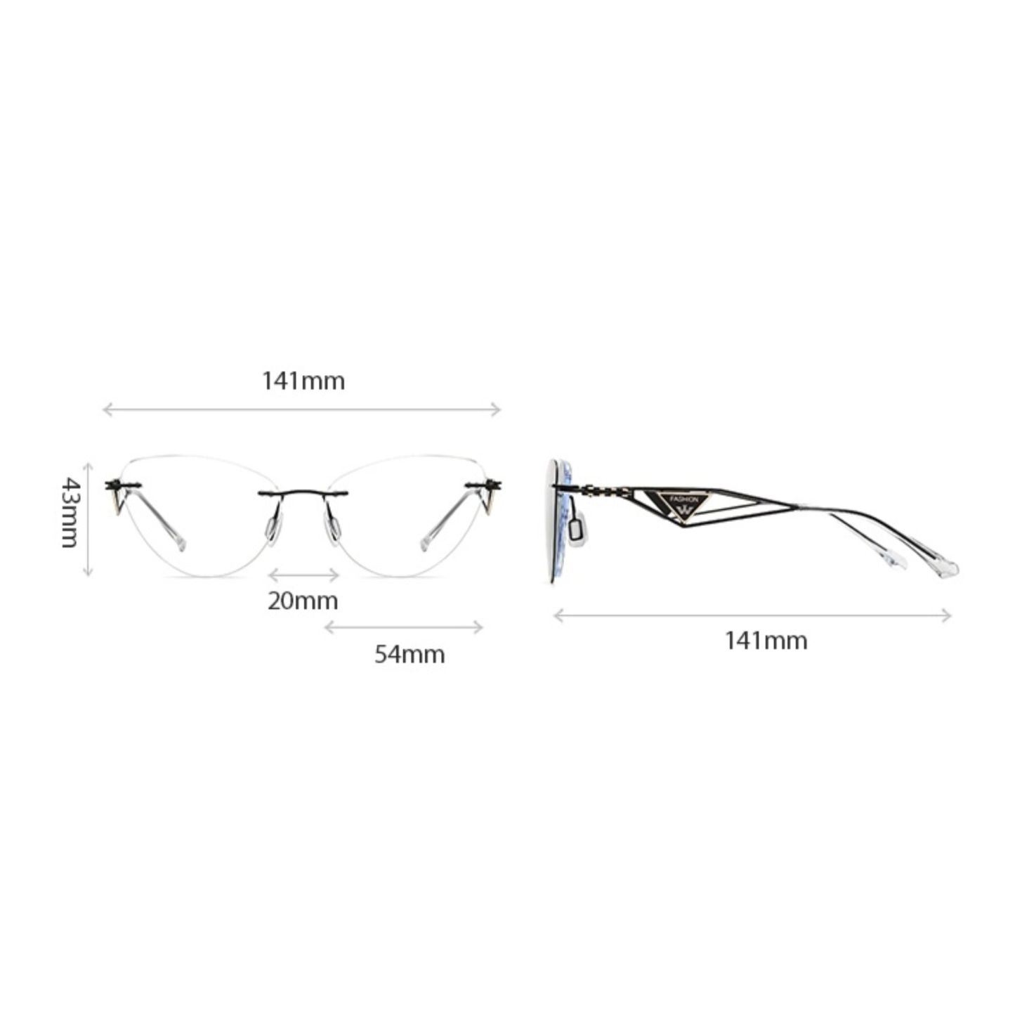 Abigail-Rimless prescription optical glasses for women with magnetic polarizing lens set-7210