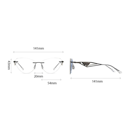 Abigail-Rimless prescription optical glasses for women with magnetic polarizing lens set-7210
