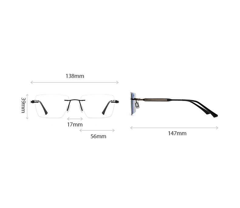 Oliver-Men's rimless magnetic polarizing set can be fitted with prescription glasses-7217