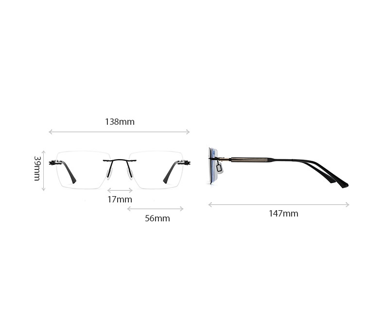 Oliver-Men's rimless magnetic polarizing set can be fitted with prescription glasses-7217