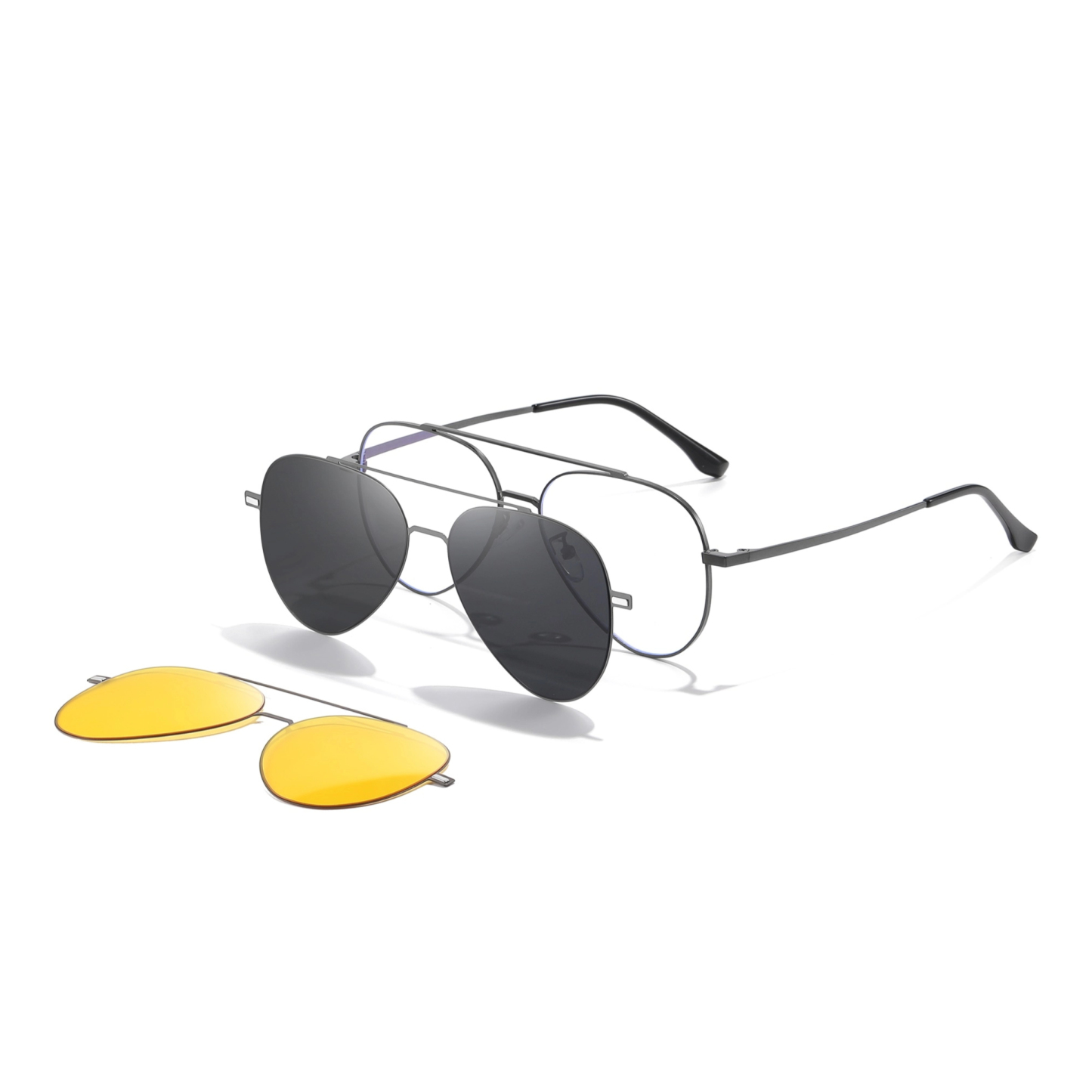 Alger-Aviator fullrim polarized magnetic prescription glasses include night vision lenses-Glasses Magic