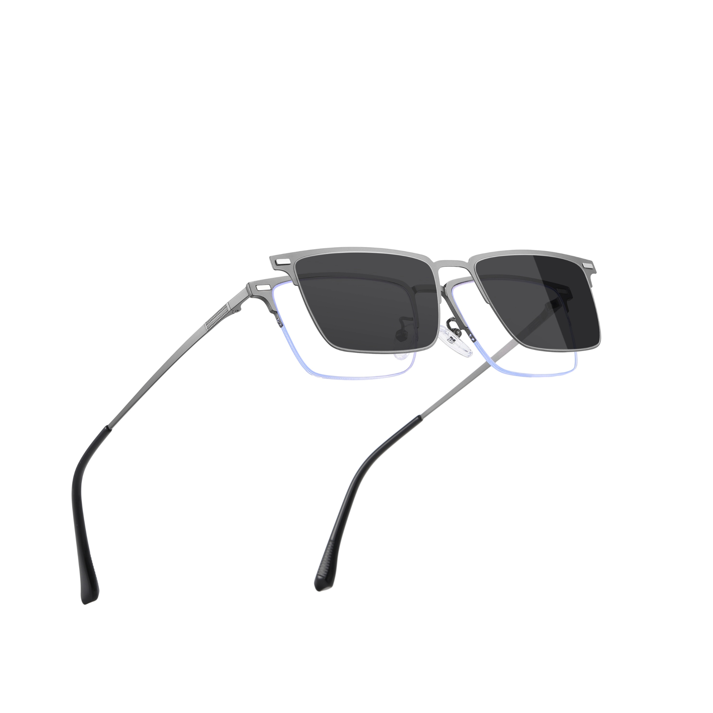 Ace-Rectangle semi-rimless polarized magnetic prescription glasses include night vision lenses-Glasses Magic
