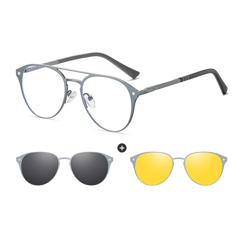 Jarek-Aviator fullrim polarized magnetic prescription glasses includes night vision lenses