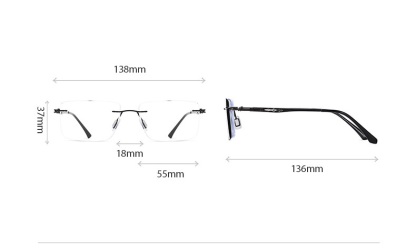 Griffith-Rectangle rimless polarized magnetic prescription glasses