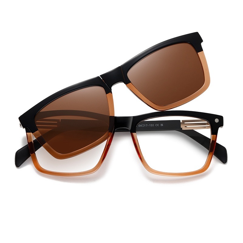 Ignatius-Square fullrim foldable polarized magnetic prescription glasses includes night vision lenses-Glasses Magic