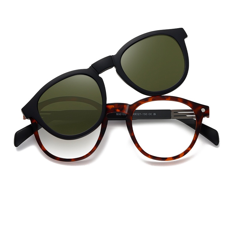 Ira-Square fullrim foldable polarized magnetic prescription glasses includes night vision lenses