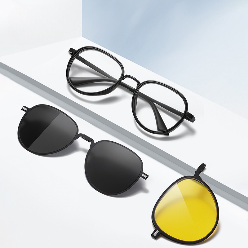 Jacob-Aviator fullrim foldable polarized magnetic prescription glasses includes night vision lenses