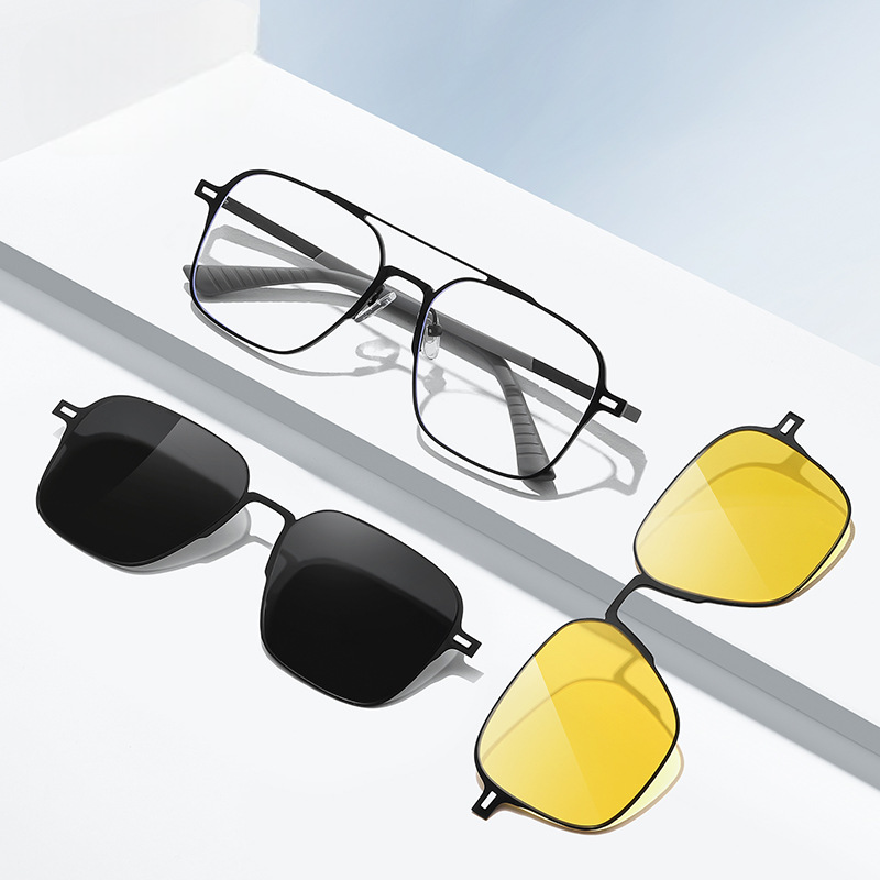 Jason-Aviator fullrim polarized magnetic prescription glasses includes night vision lenses