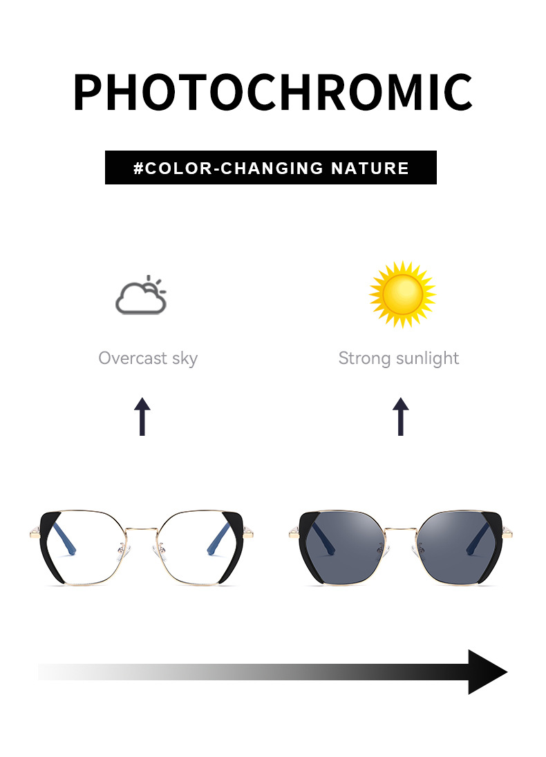 Irene-Cat eye fullrim photochromism sunglasses for women