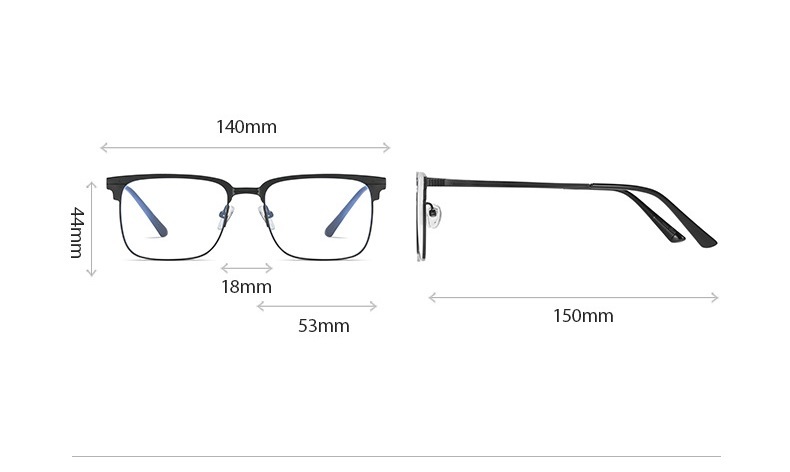 Greg-Square browline fullrim polarized magnetic prescription glasses