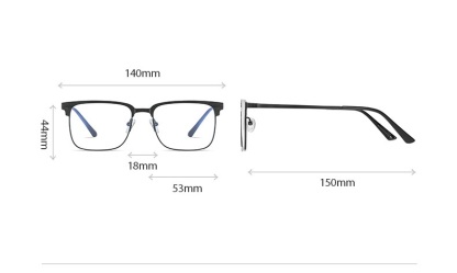 Greg-Square browline fullrim polarized magnetic prescription glasses