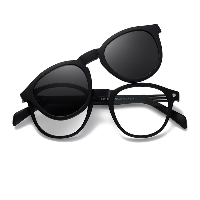 Ira-Square fullrim foldable polarized magnetic prescription glasses includes night vision lenses