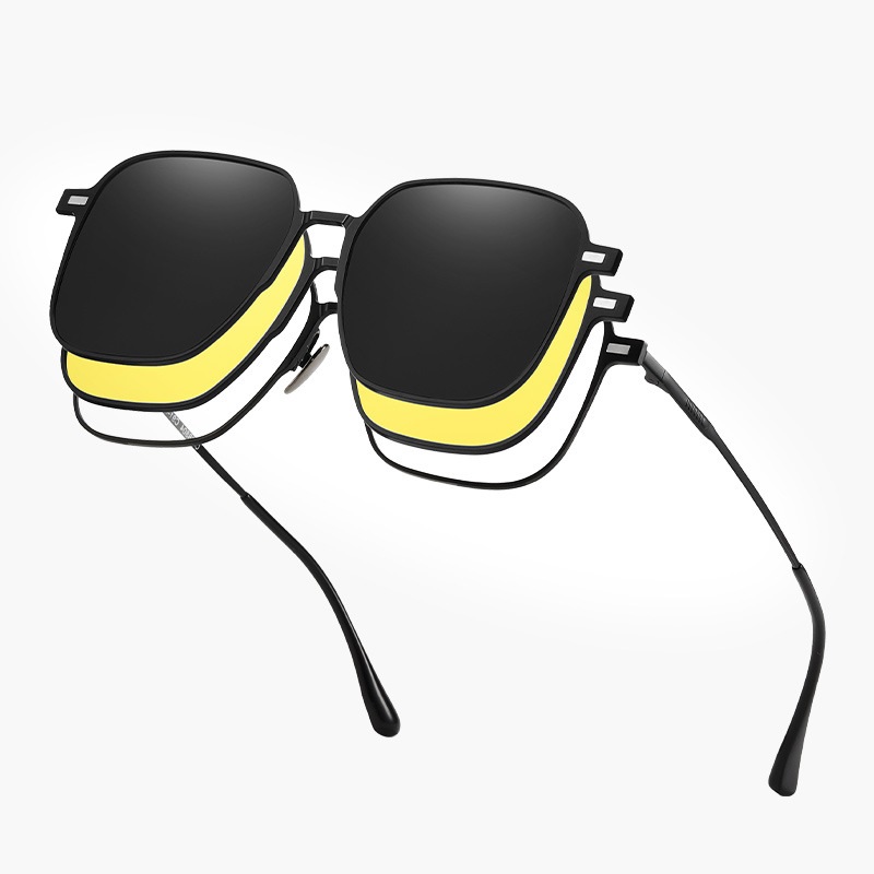 Fidel-Square prescription magnetic glasses set includes polarized lenses and night vision lenses