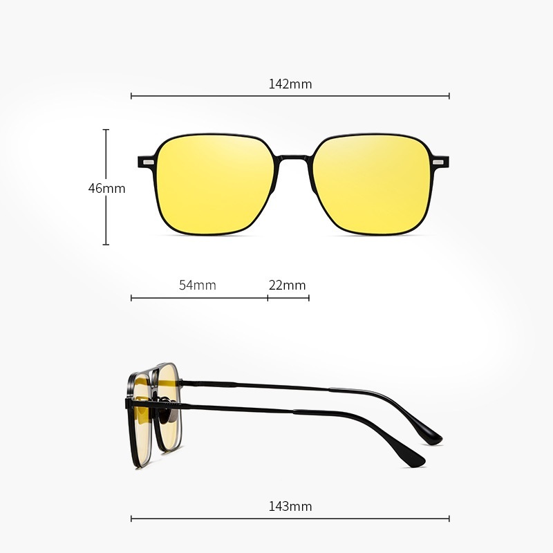 Fidel-Square prescription magnetic glasses set includes polarized lenses and night vision lenses