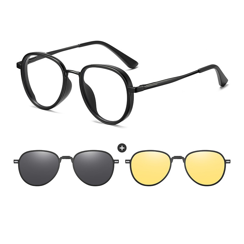 Jacob-Aviator fullrim foldable polarized magnetic prescription glasses includes night vision lenses