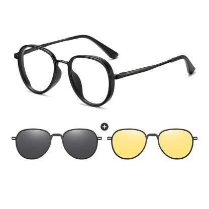 Jacob-Aviator fullrim foldable polarized magnetic prescription glasses includes night vision lenses