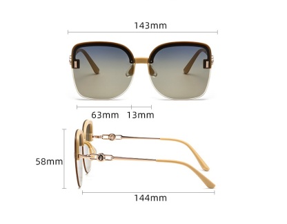 Isis-Square semi-rimless polarized sunglasses for women
