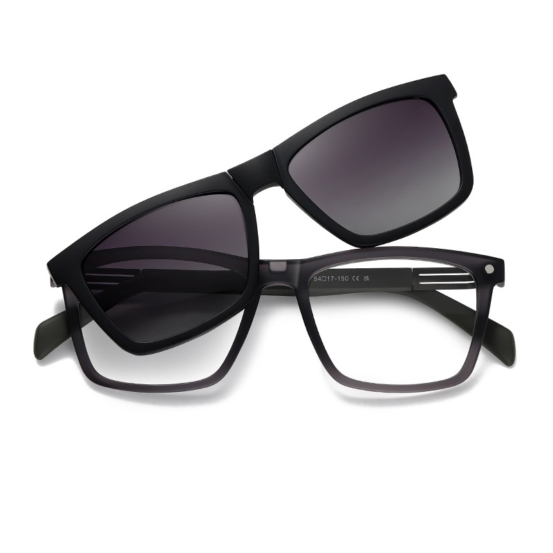 Ignatius-Square fullrim foldable polarized magnetic prescription glasses includes night vision lenses-Glasses Magic