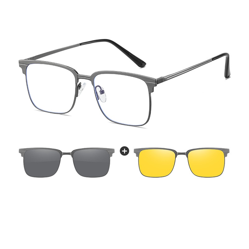 Greg-Square browline fullrim polarized magnetic prescription glasses