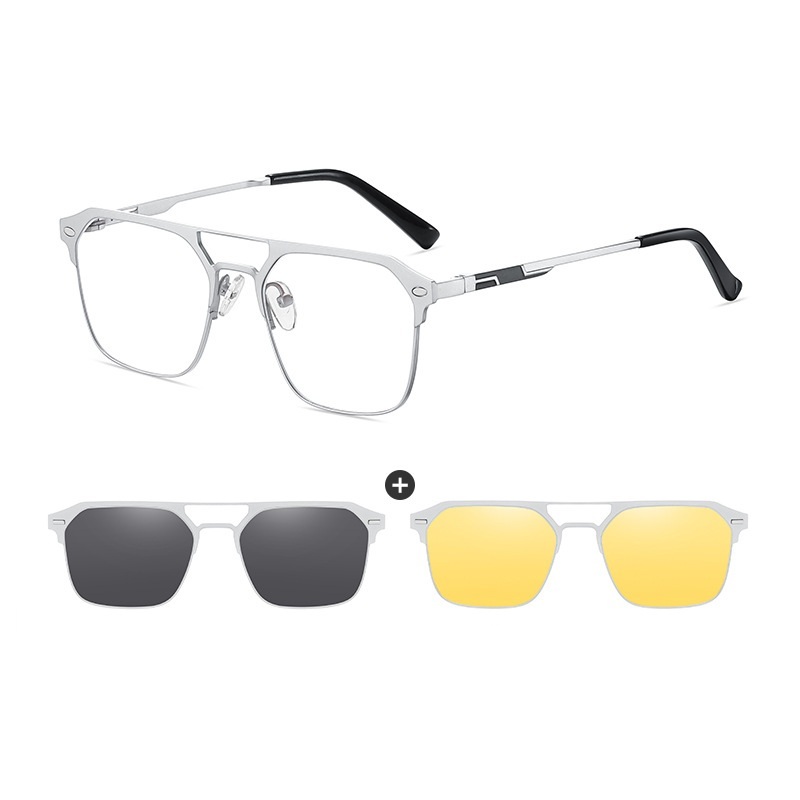 Jafar-Aviator fullrim polarized magnetic prescription glasses includes night vision lenses