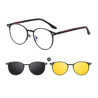 Jared-Oval fullrim polarized magnetic prescription glasses includes night vision lenses