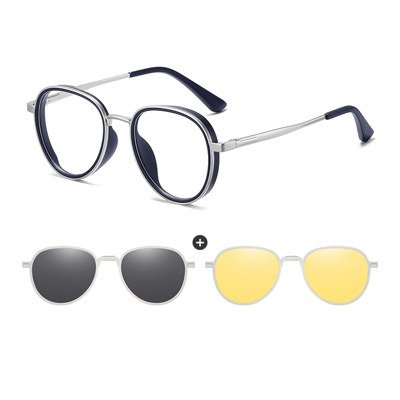 Jacob-Aviator fullrim foldable polarized magnetic prescription glasses includes night vision lenses