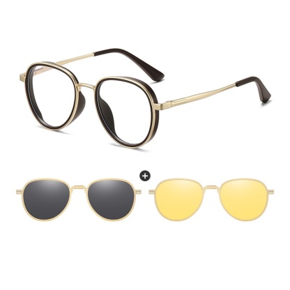 Jacob-Aviator fullrim foldable polarized magnetic prescription glasses includes night vision lenses