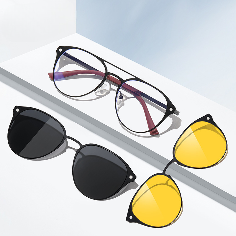 Jarek-Aviator fullrim polarized magnetic prescription glasses includes night vision lenses