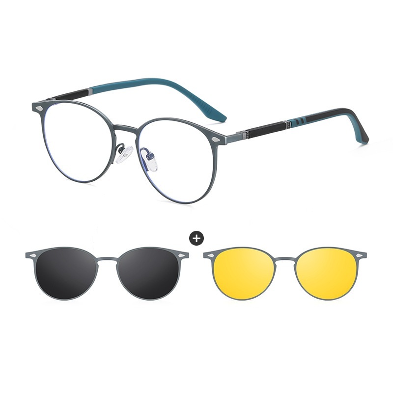 Jared-Oval fullrim polarized magnetic prescription glasses includes night vision lenses