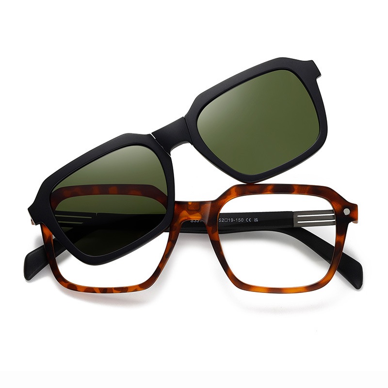 Ingram-Geometric fullrim foldable polarized magnetic prescription glasses includes night vision lenses-Glasses Magic