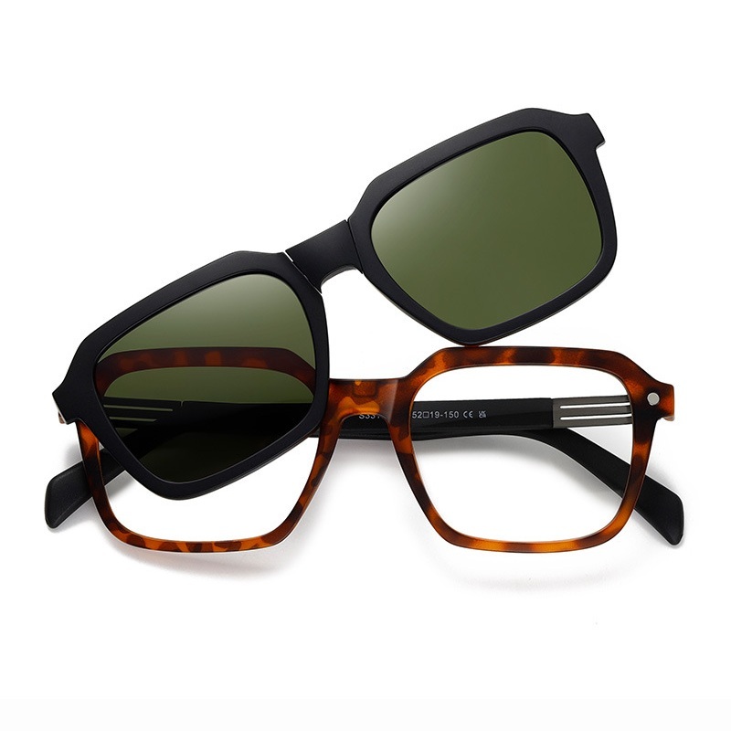 Ingram-Geometric fullrim foldable polarized magnetic prescription glasses includes night vision lenses-Glasses Magic