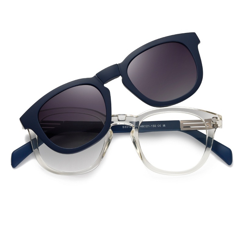 Ingemar-Square fullrim foldable polarized magnetic prescription glasses includes night vision lenses