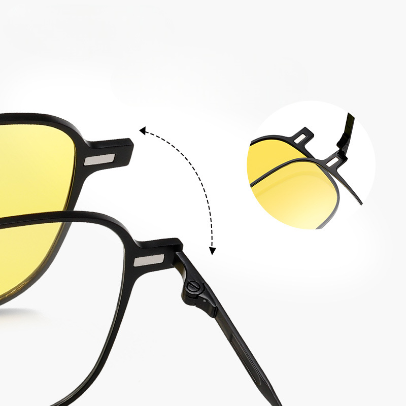 Fidel-Square prescription magnetic glasses set includes polarized lenses and night vision lenses