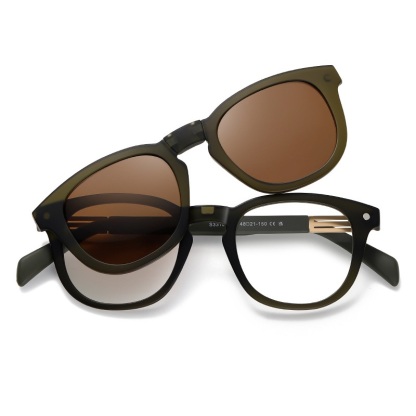 Ingemar-Square fullrim foldable polarized magnetic prescription glasses includes night vision lenses