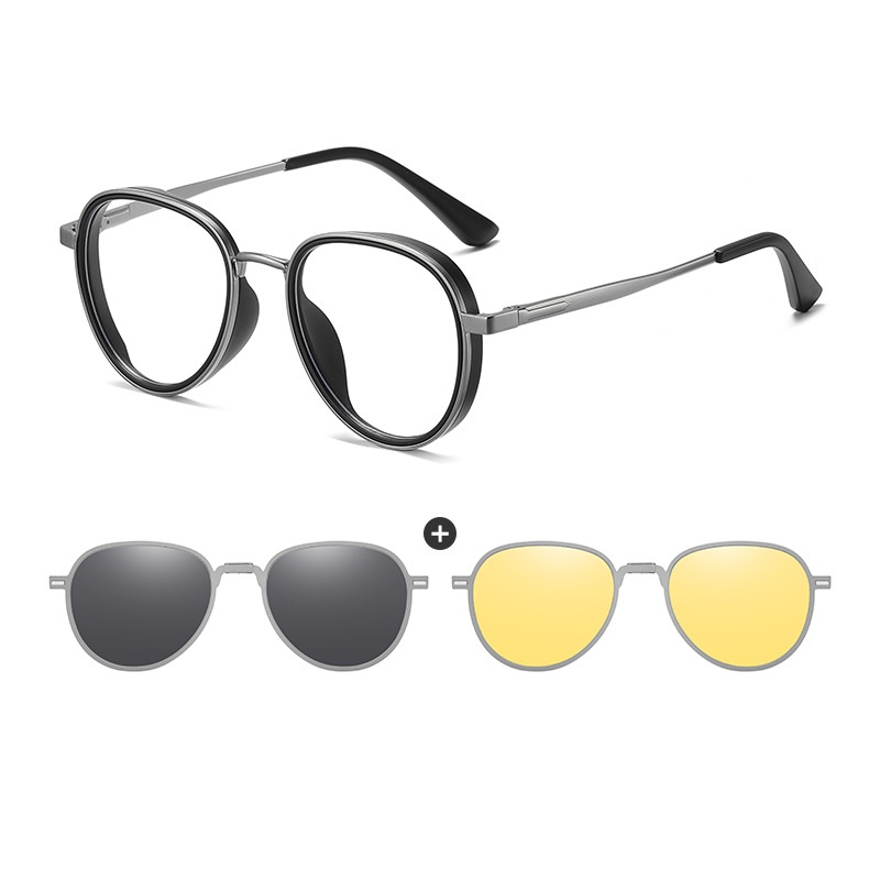 Jacob-Aviator fullrim foldable polarized magnetic prescription glasses includes night vision lenses