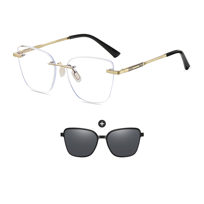 Isidore-Butterfly rimless polarized magnetic prescription glasses