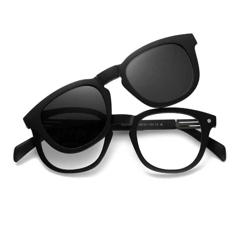 Ingemar-Square fullrim foldable polarized magnetic prescription glasses includes night vision lenses