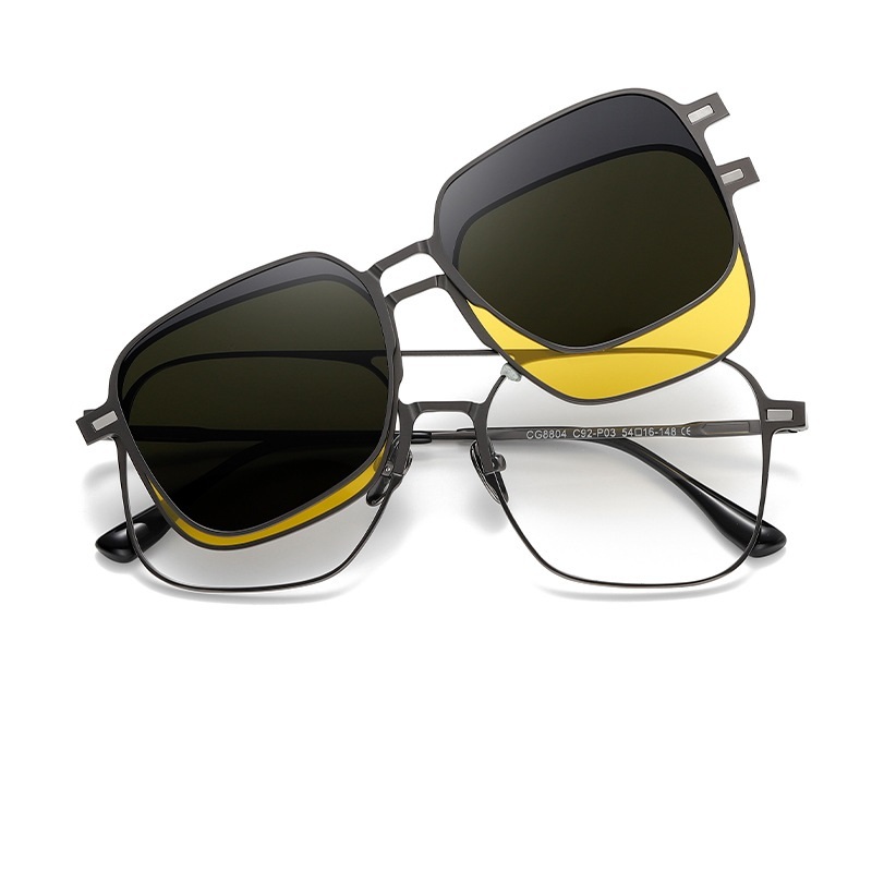 Fidel-Square prescription magnetic glasses set includes polarized lenses and night vision lenses