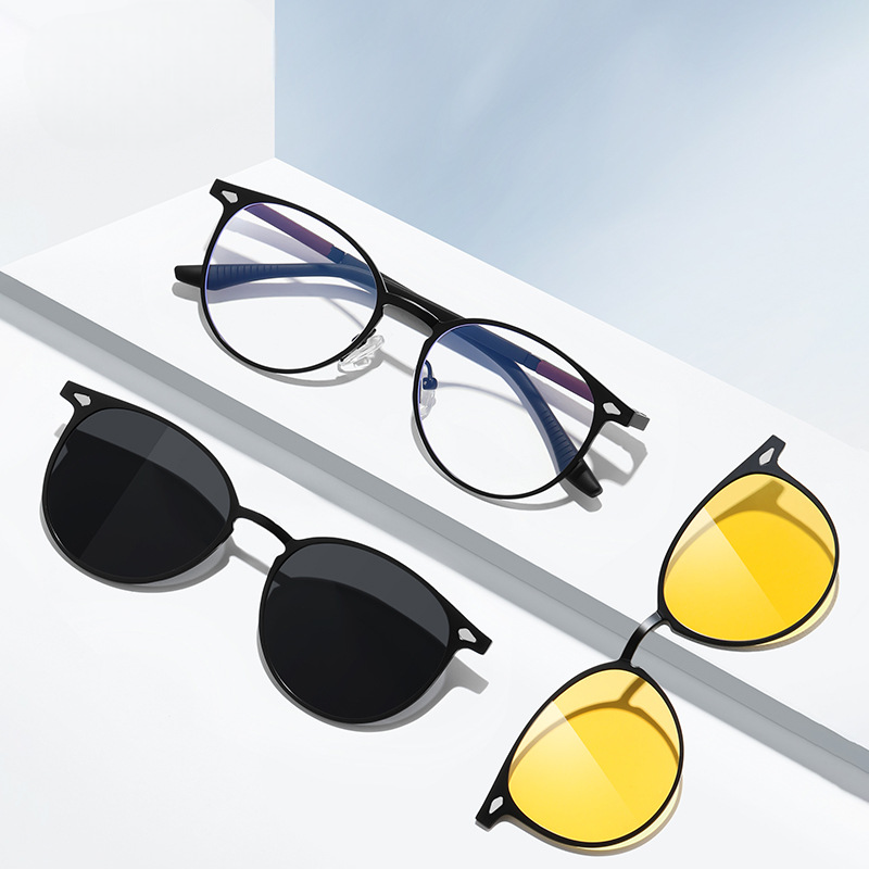 Jared-Oval fullrim polarized magnetic prescription glasses includes night vision lenses