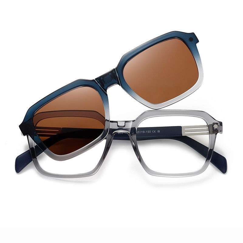 Ingram-Geometric fullrim foldable polarized magnetic prescription glasses includes night vision lenses-Glasses Magic