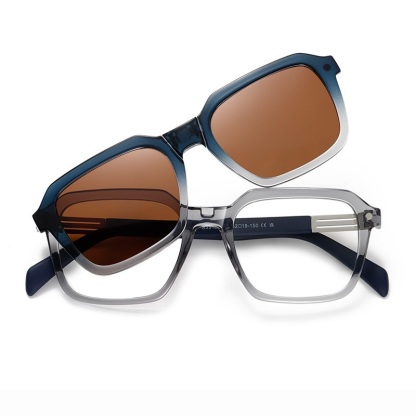 Ingram-Geometric fullrim foldable polarized magnetic prescription glasses includes night vision lenses-Glasses Magic