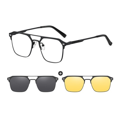 Jafar-Aviator fullrim polarized magnetic prescription glasses includes night vision lenses