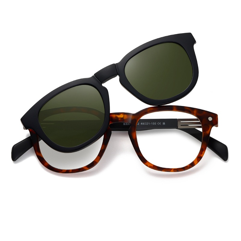 Ingemar-Square fullrim foldable polarized magnetic prescription glasses includes night vision lenses