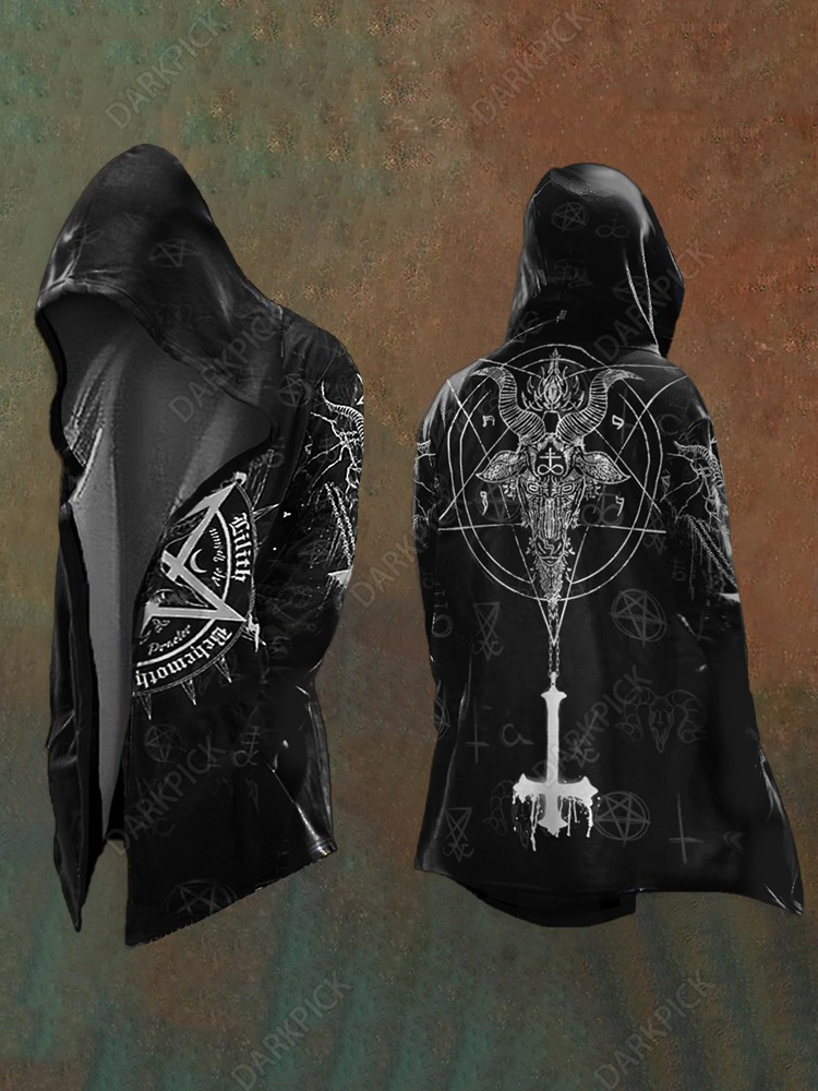 Men's Satanic Goat Skull Hooded Jacket
