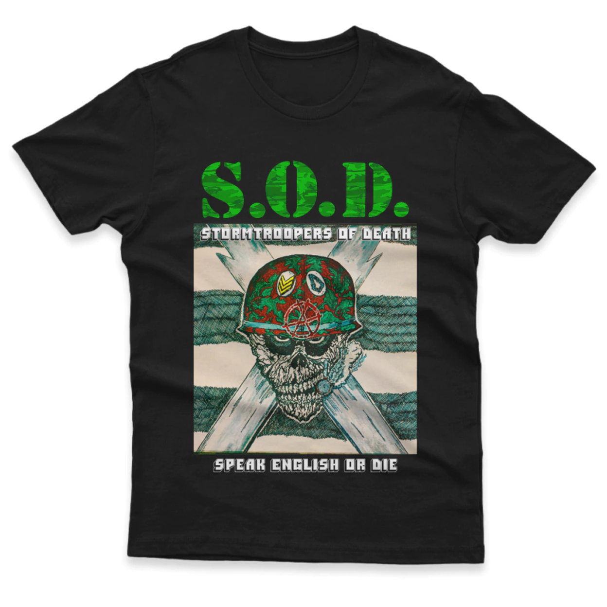 S.O.D. Band Speak English or Die cotton T-shirt